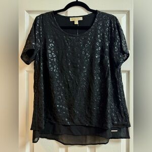 NEW Michael Kors Black Leopard Print Blouse // Medium